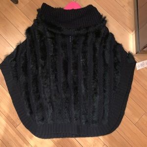 Black Knit Sweater Vest with Rabbit Fur